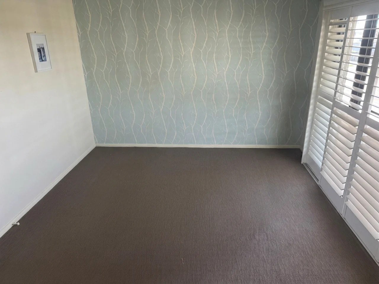 The demo bedroom, cleared of its furniture.
